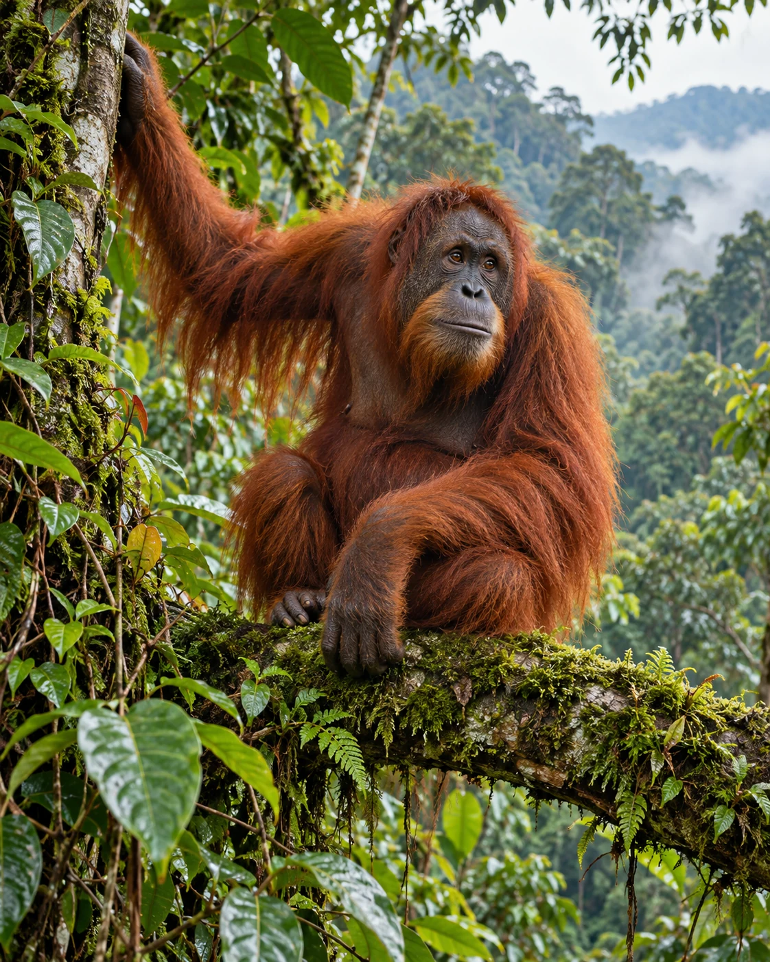 Orangutan di hutan hujan